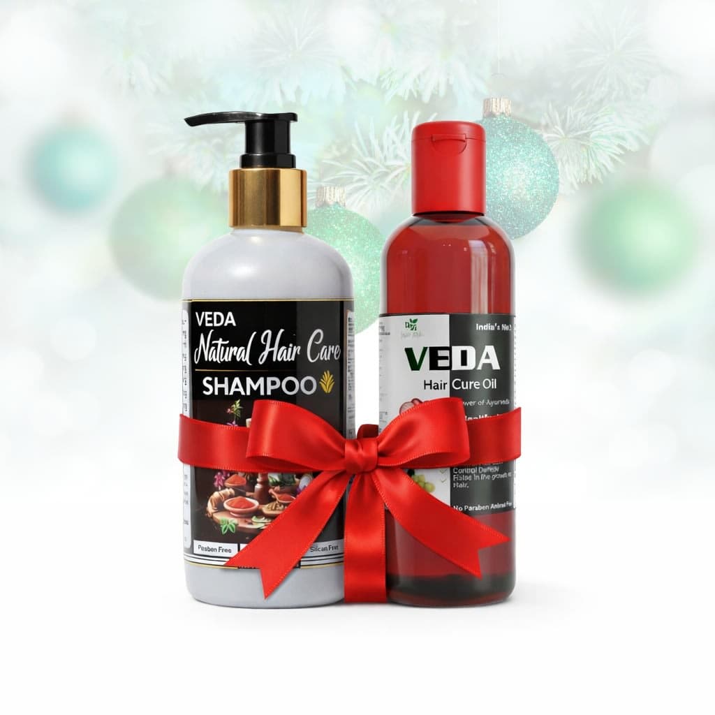 VEDA Natural Hair Care Combo | Herbal Shampoo + Ayurvedic Hair Oil | New Year Special Combo
